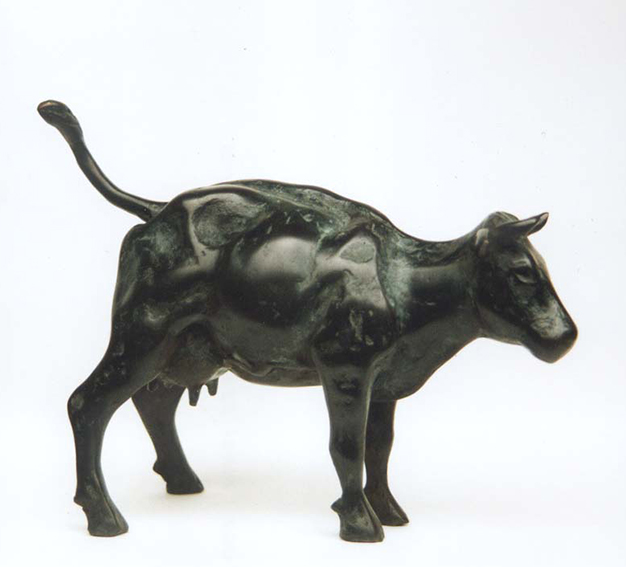 Plassende Koe, brons, oplage vol, 25cm lang