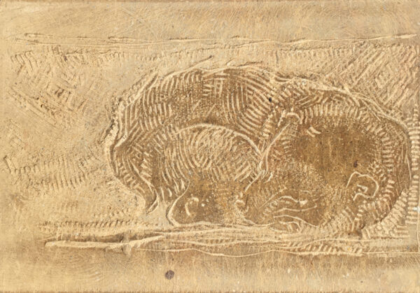Slapende Hond, Pakistaanse Kalksteen, 36x35x3cm, Ode aan Rembrandt